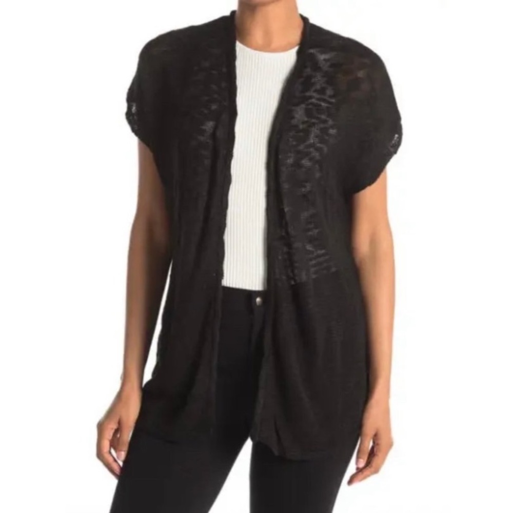 Catherine Malandrino Short Sleeve Open Front Knit Cardigan